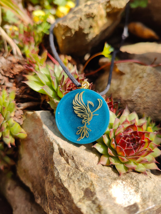 Orgon-Amulett mit goldfarbenem Phönix
