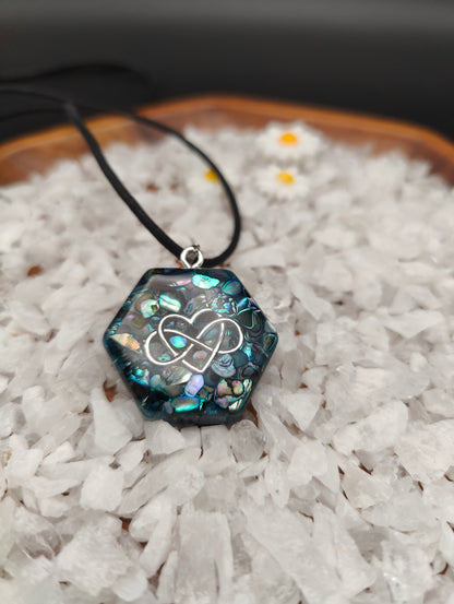 6-eckiges Orgon-Amulett mit Abalone-Muschel